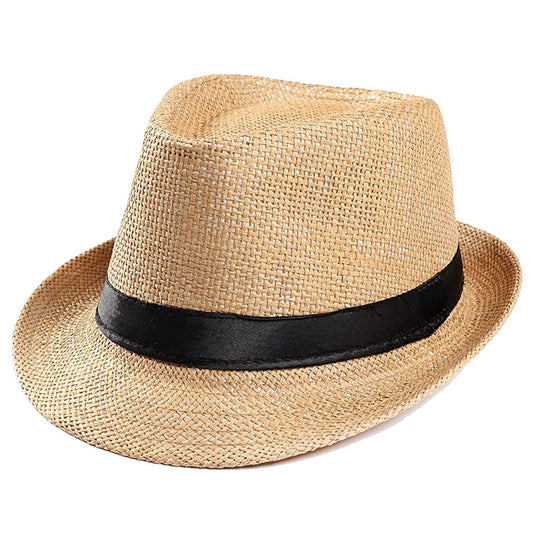 Straw Fedora Hat for Women & Men Beach Travel, Jute Cap, Free Size | Hybrica GO-ON 