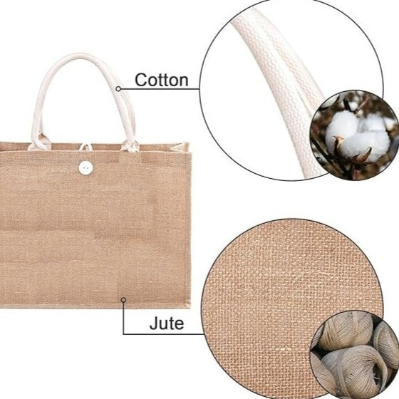 Jute Tote Bag with Cotton Shoulder Strap