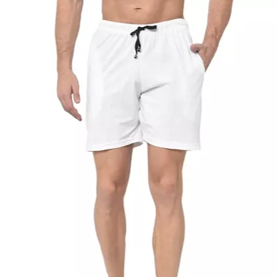 White Solid Cotton Shorts for Men