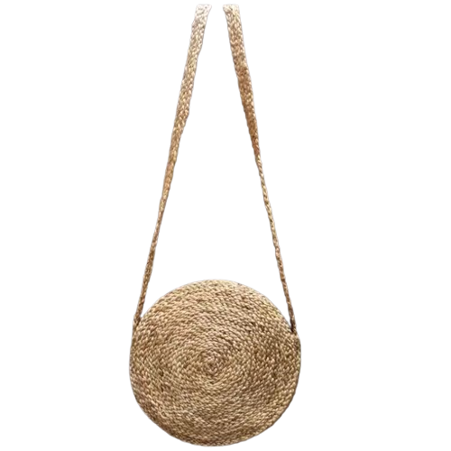 Jute Round Sling Bag with 1 Compartment