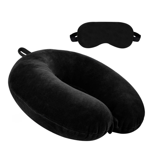 Neck Pillow with Eye Mask for Travel, Memory Foam, Soft Material for Men & Women | Hybrica GO-ON 