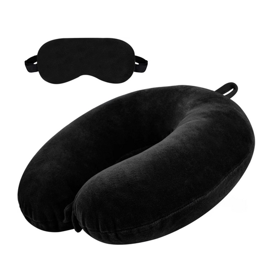 Neck Pillow with Eye Mask for Travel, Soft Microfiber for Comfortable Journey | Hybrica GO-ON 