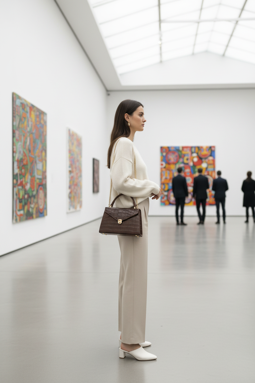 Hybricá vegan leather structured handbag styled from day to evening — quiet luxury