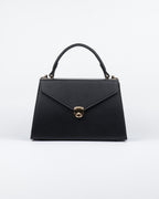 Hybrica Classique Black Smooth Vegan Leather Satchel Small