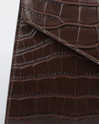 Hybrica Classique Chocolate Brown Croc-Embossed Vegan Leather Satchel Small