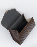Hybrica Classique Chocolate Brown Croc-Embossed Vegan Leather Satchel Small