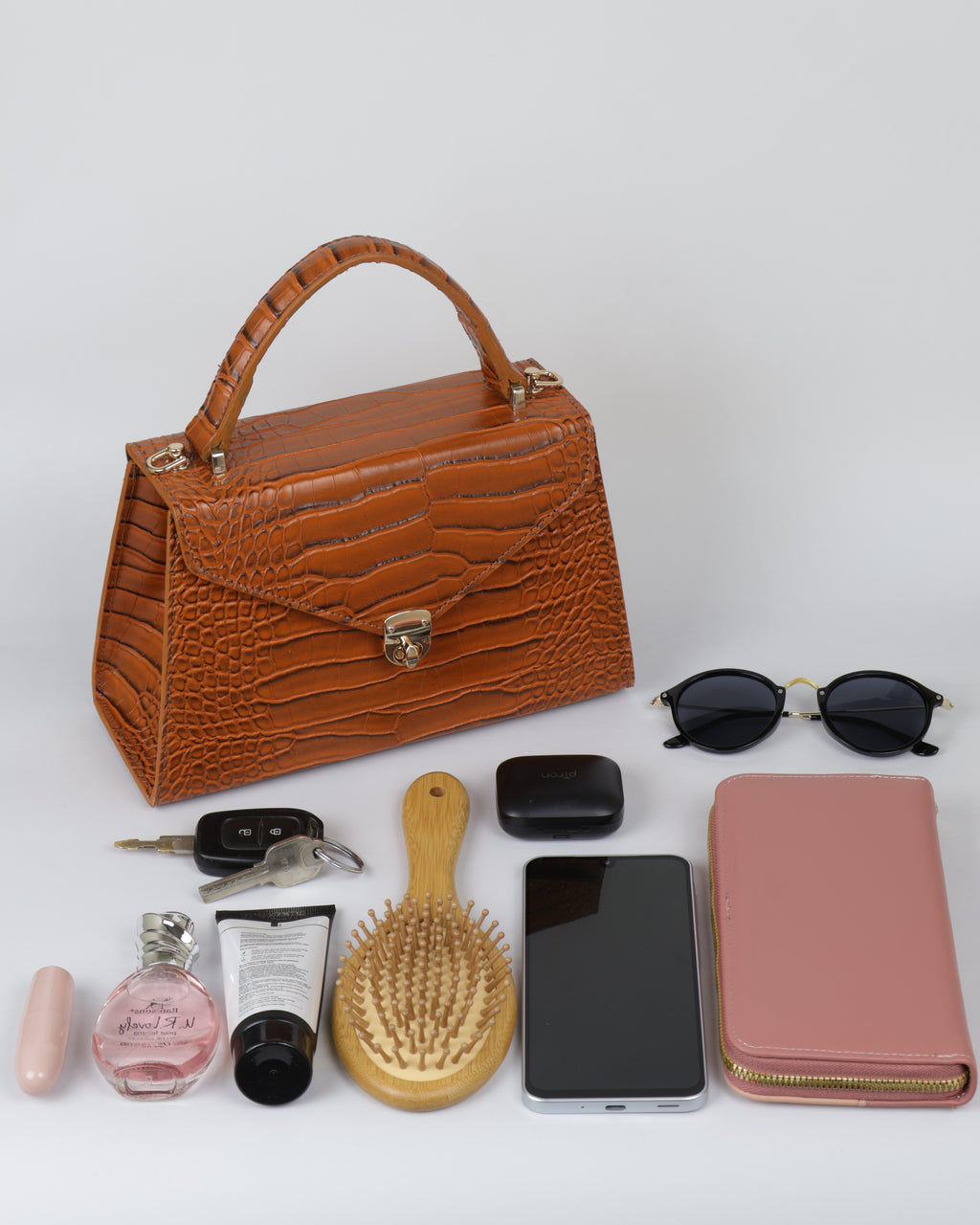 Hybricá Clássique Tan Crocodile - Small