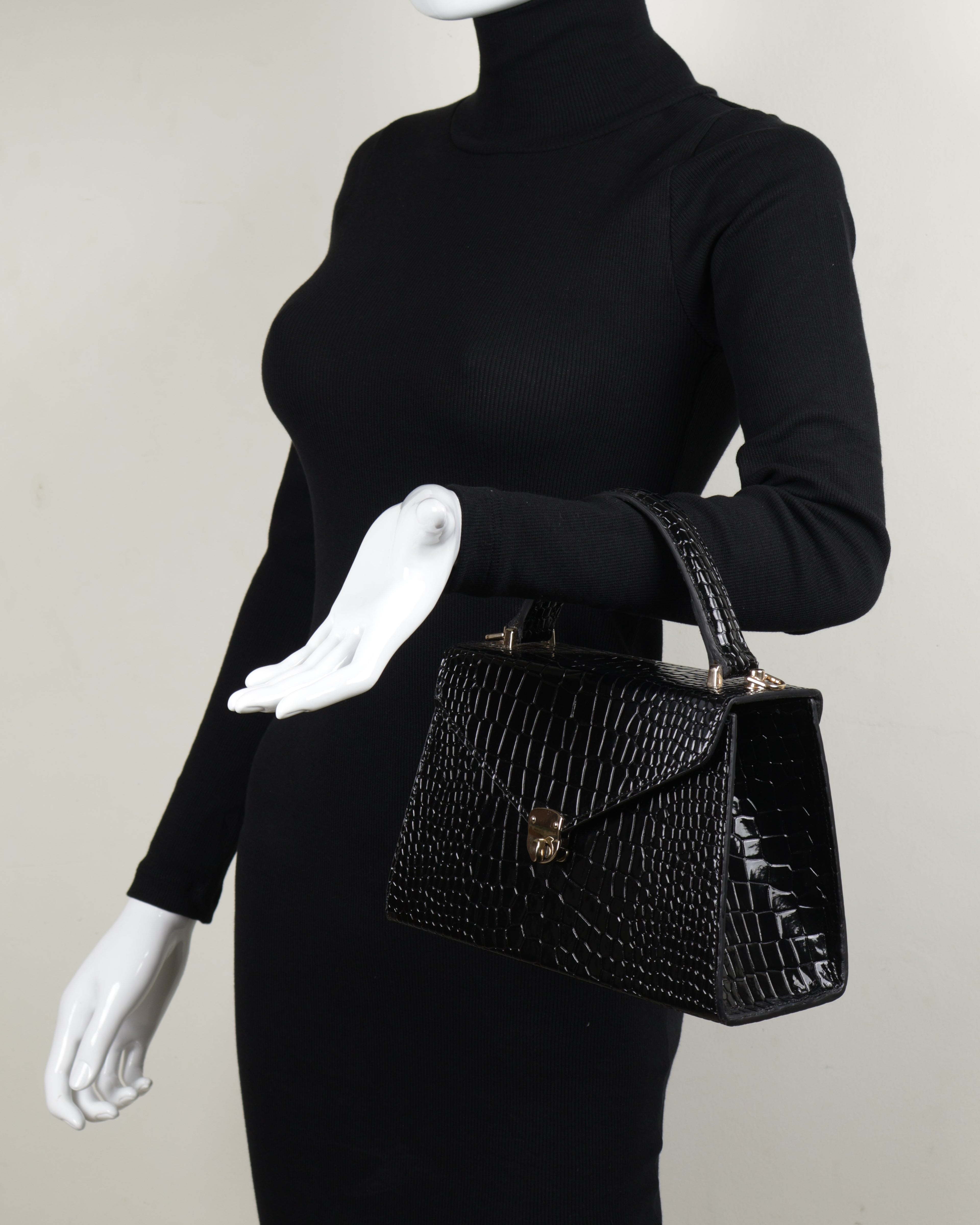 Hybricá Clássique Black Crocodile - Small