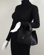 Hybrica Classique Black Smooth Vegan Leather Satchel Small