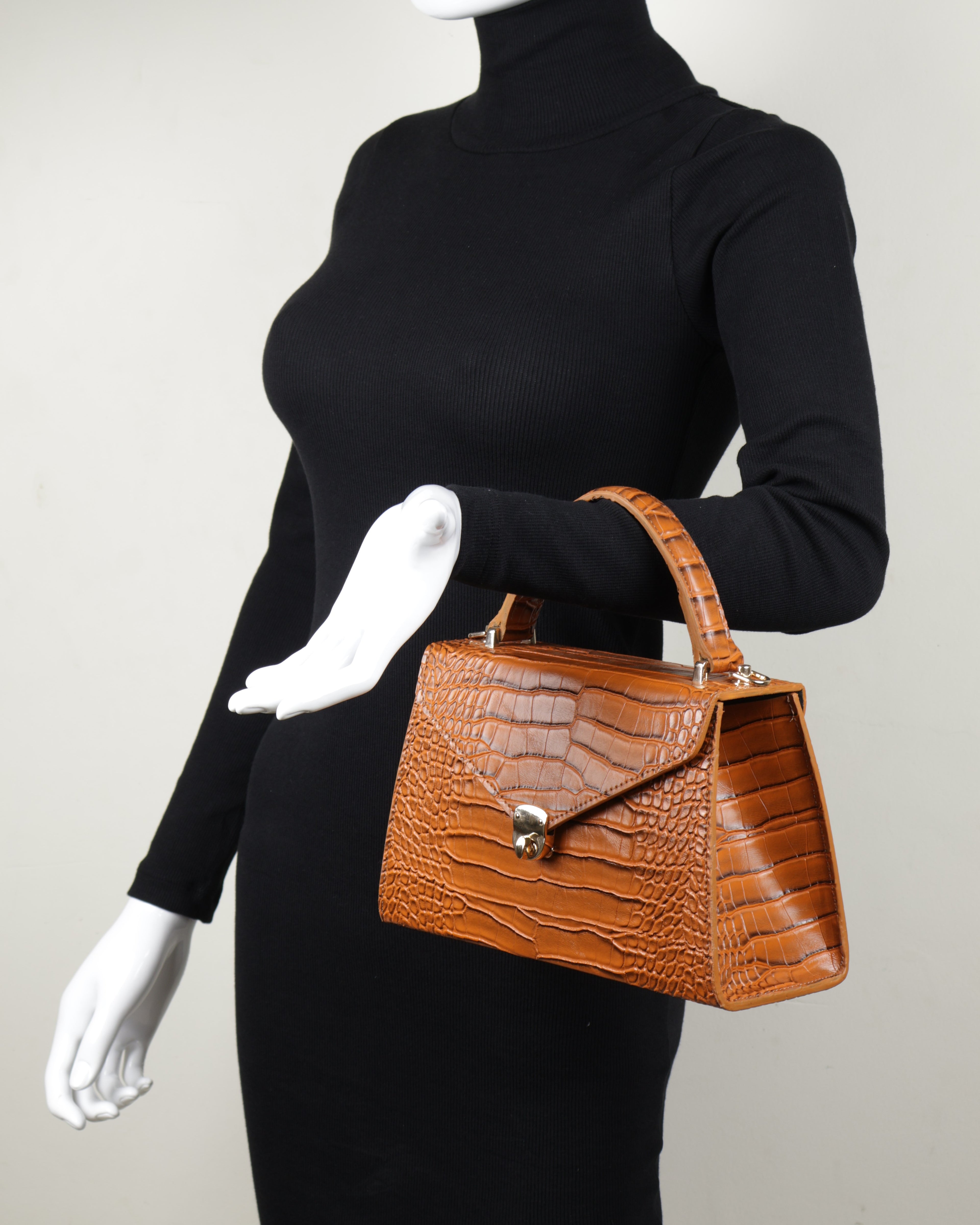 Hybricá Clássique Tan Crocodile - Small