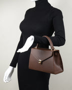 Hybrica Classique Chocolate Brown Smooth Vegan Leather Satchel Small