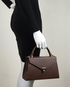 Hybrica Classique Chocolate Brown Smooth Vegan Leather Satchel Small