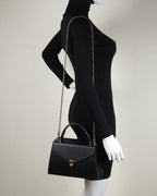 Hybrica Classique Black Smooth Vegan Leather Satchel Small