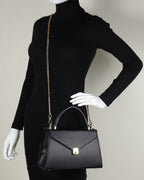 Hybrica Classique Black Smooth Vegan Leather Satchel Small
