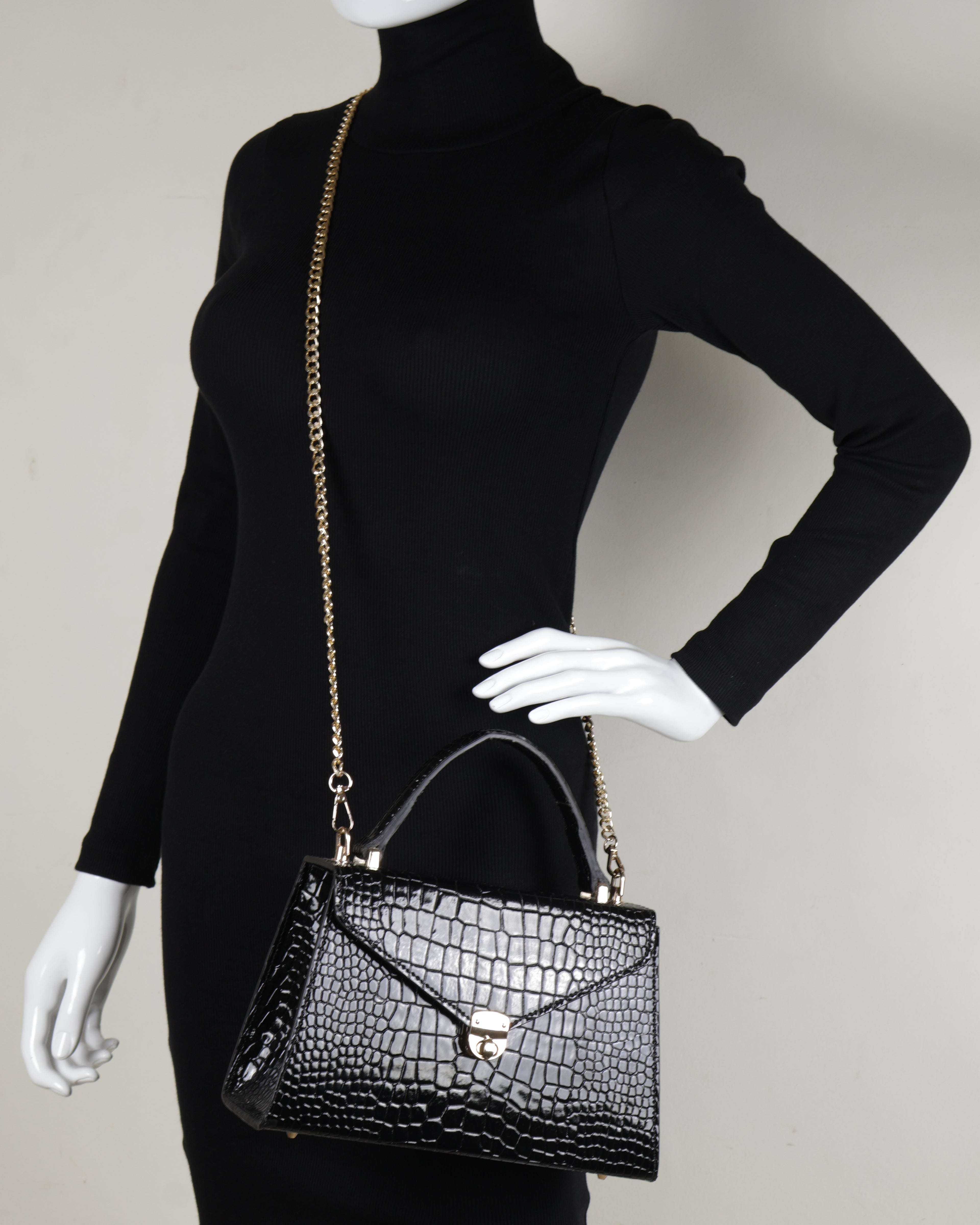 Hybricá Clássique Black Crocodile - Small