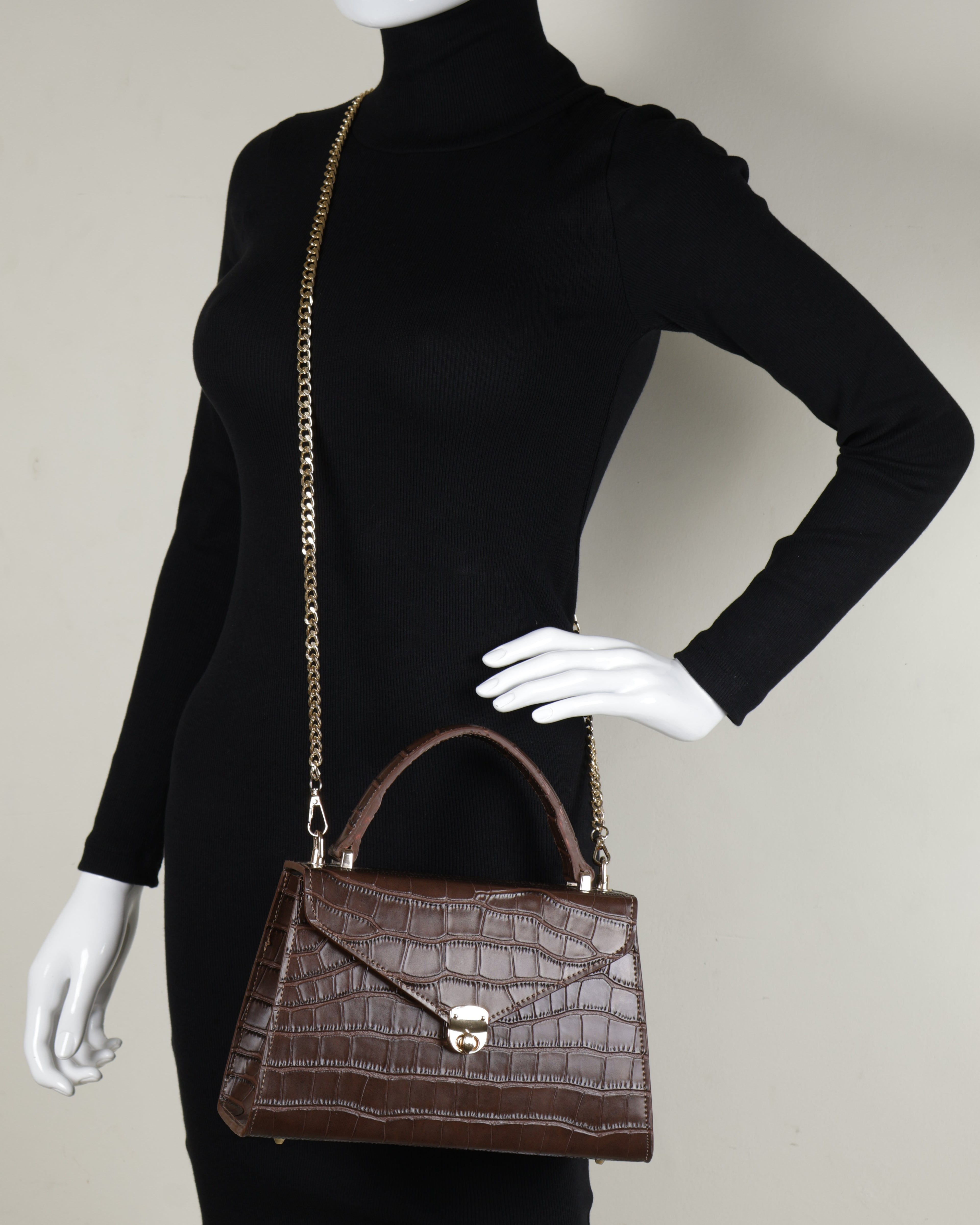 Hybricá Clássique Brown Crocodile - Small