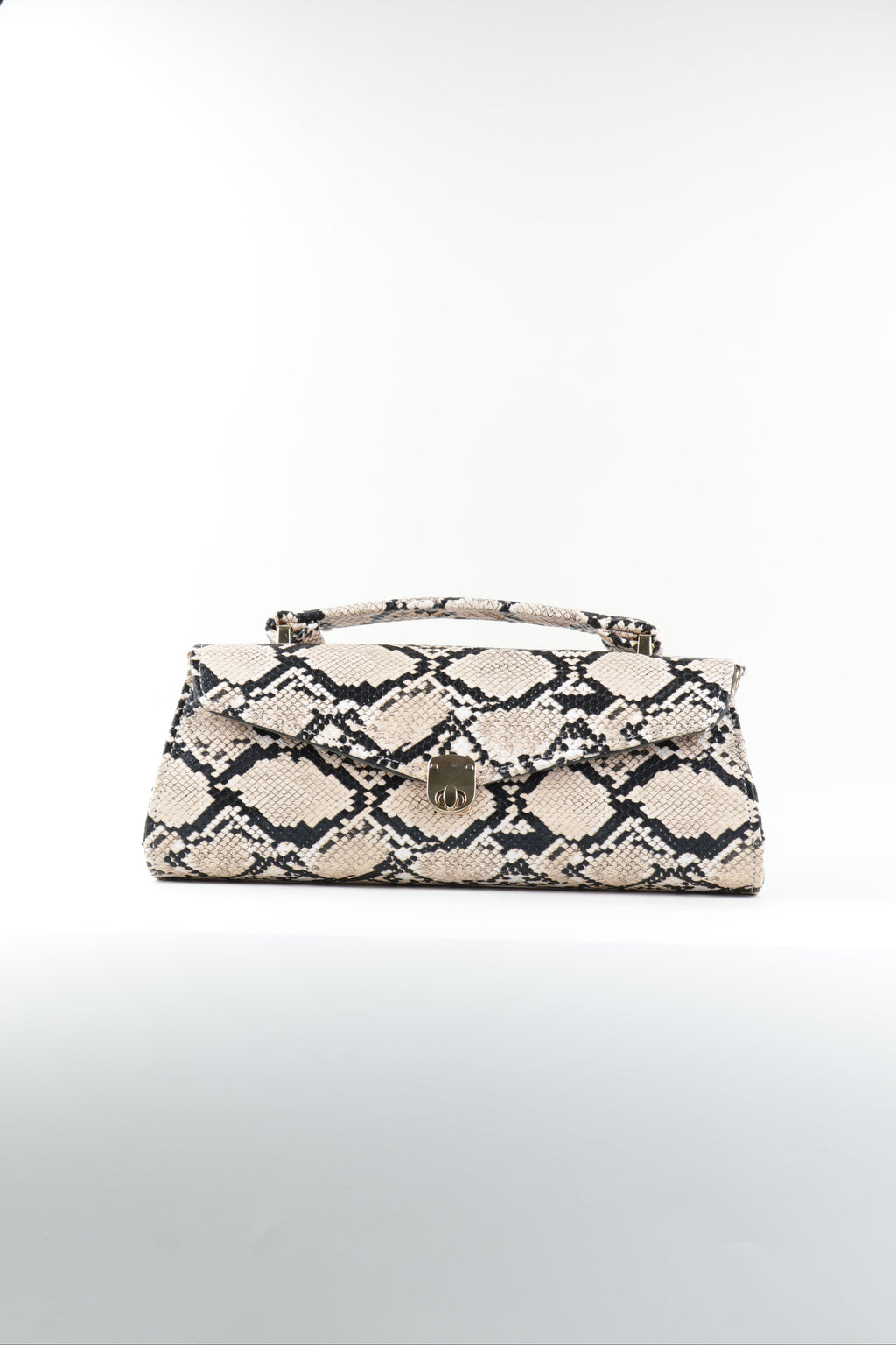 Classique Python -Embossed Clutch Bag - Beige