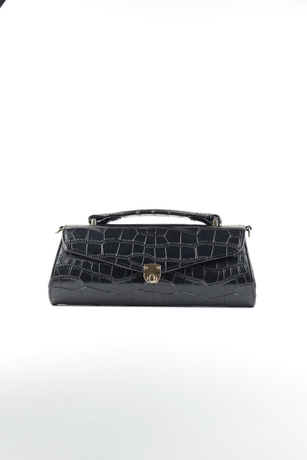 Classique Croc-Embossed Clutch Bag - Black