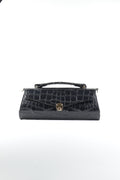 Classique Croc-Embossed Clutch Bag - Black