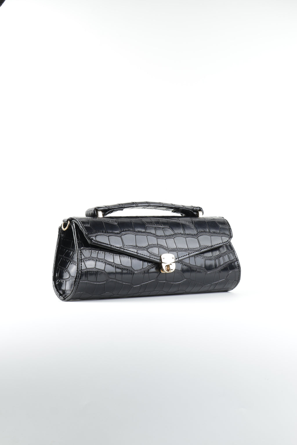 Classique Croc-Embossed Clutch Bag - Black