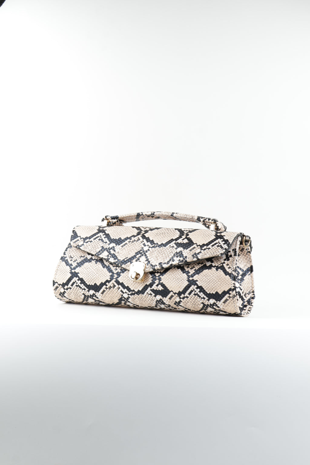 Classique Python -Embossed Clutch Bag - Beige