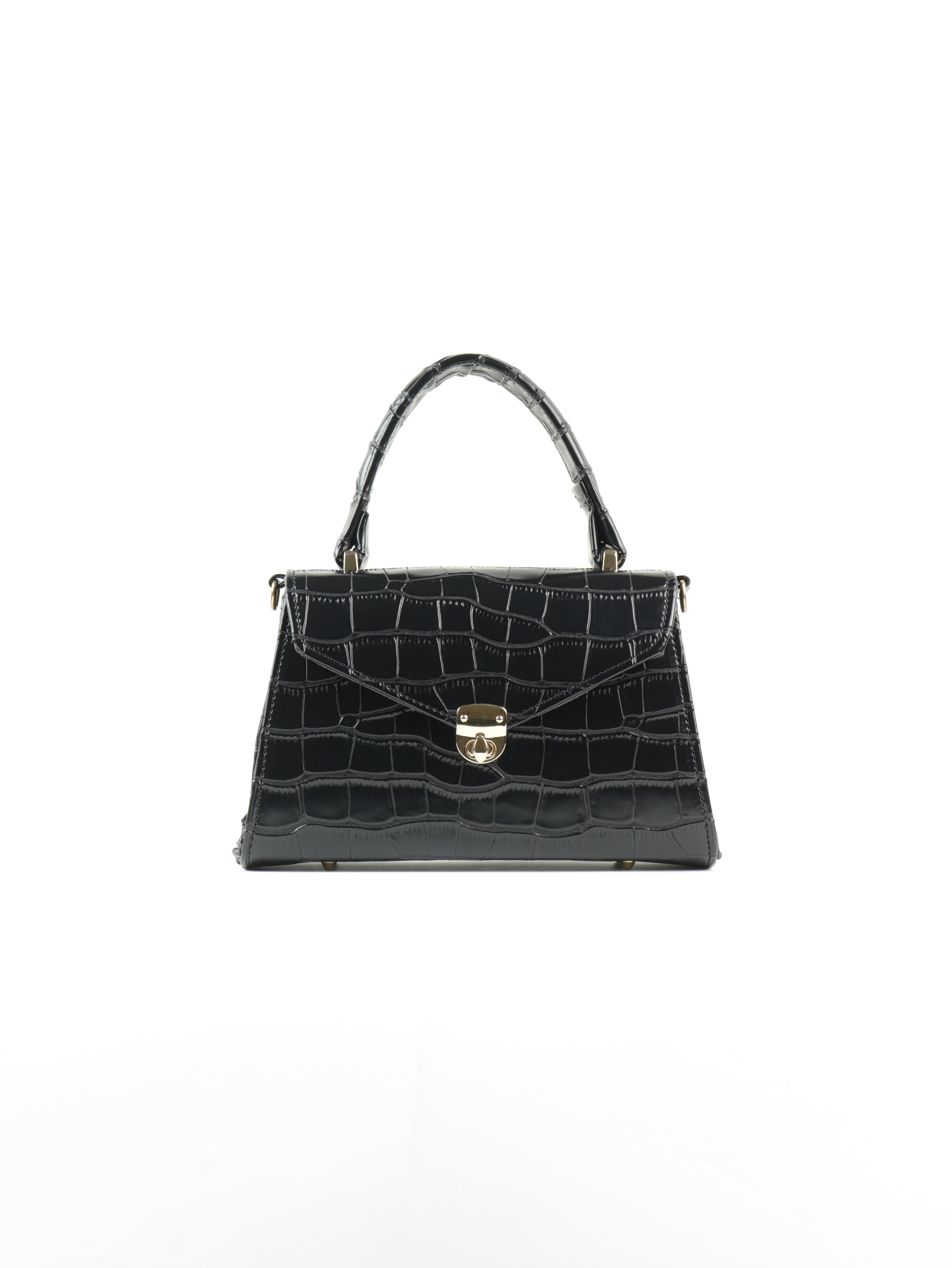 Classique Croc-Embossed Top Handle Bag – Black