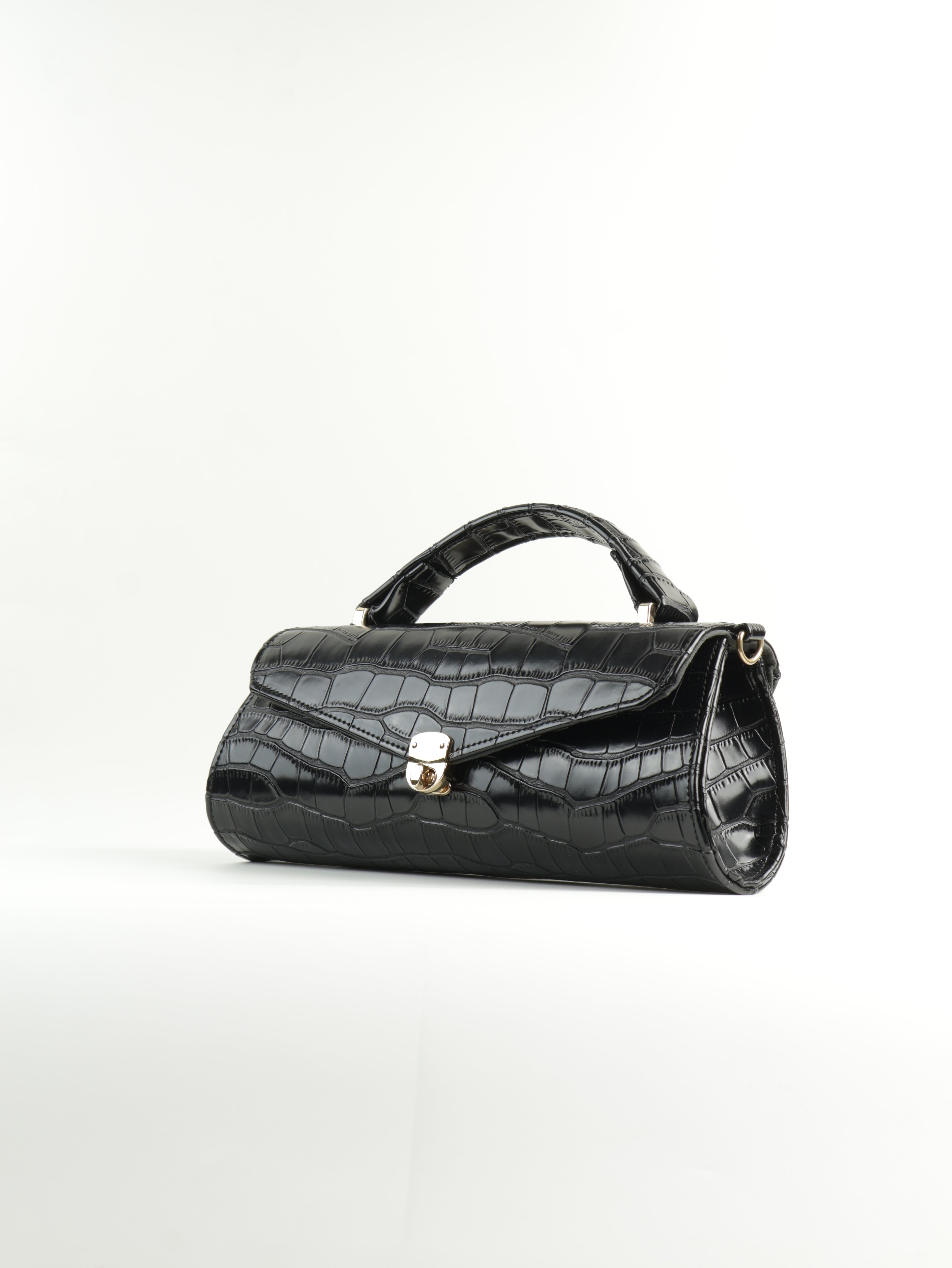 Classique Croc-Embossed Clutch Bag - Black