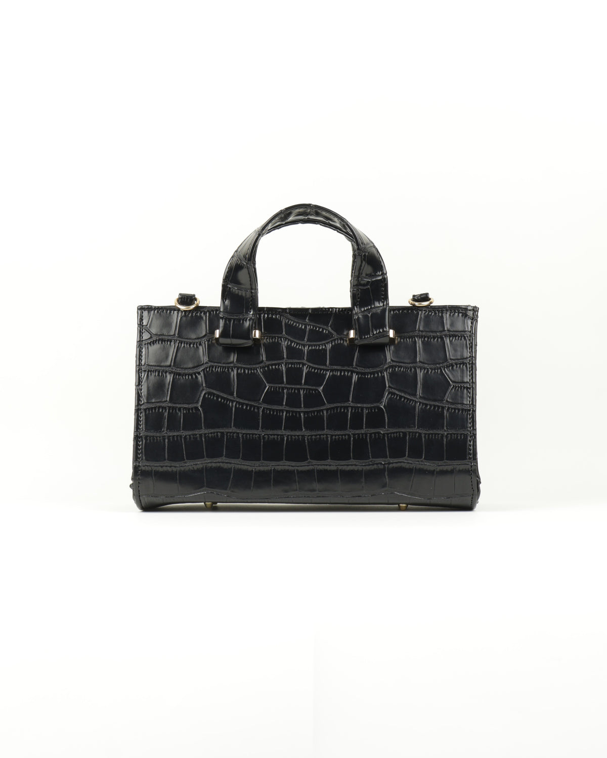 Symétri Croc-Embossed Mini Tote - Jet Black