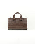 Symétri Croc-Embossed Mini Tote - Chocolate Brown