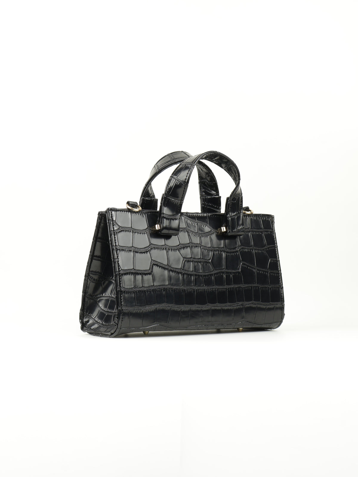 Symétri Croc-Embossed Mini Tote - Jet Black