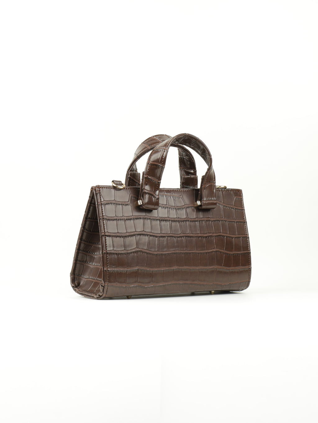 Symétri Croc-Embossed Mini Tote - Chocolate Brown