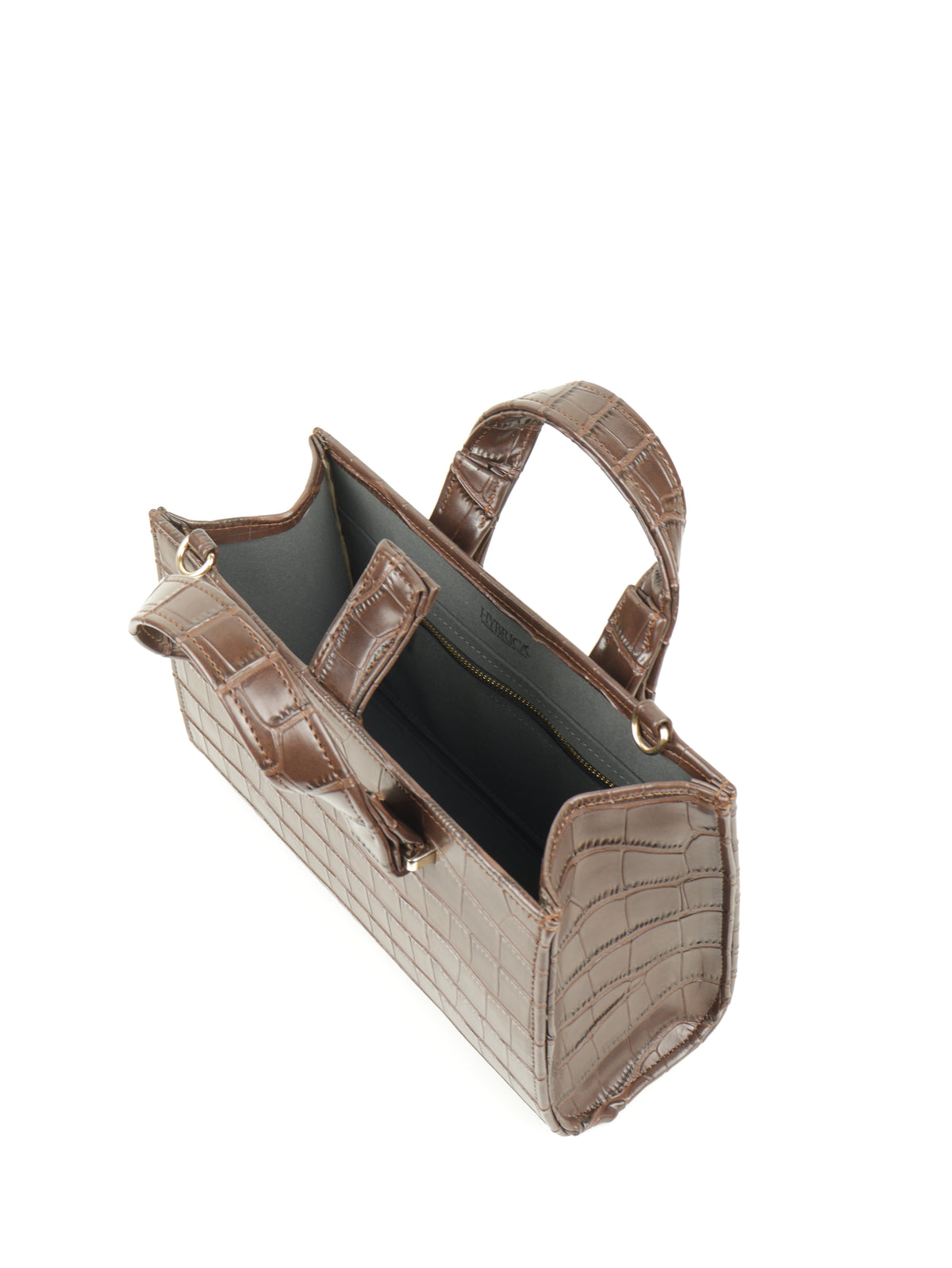Symétri Croc-Embossed Mini Tote - Chocolate Brown