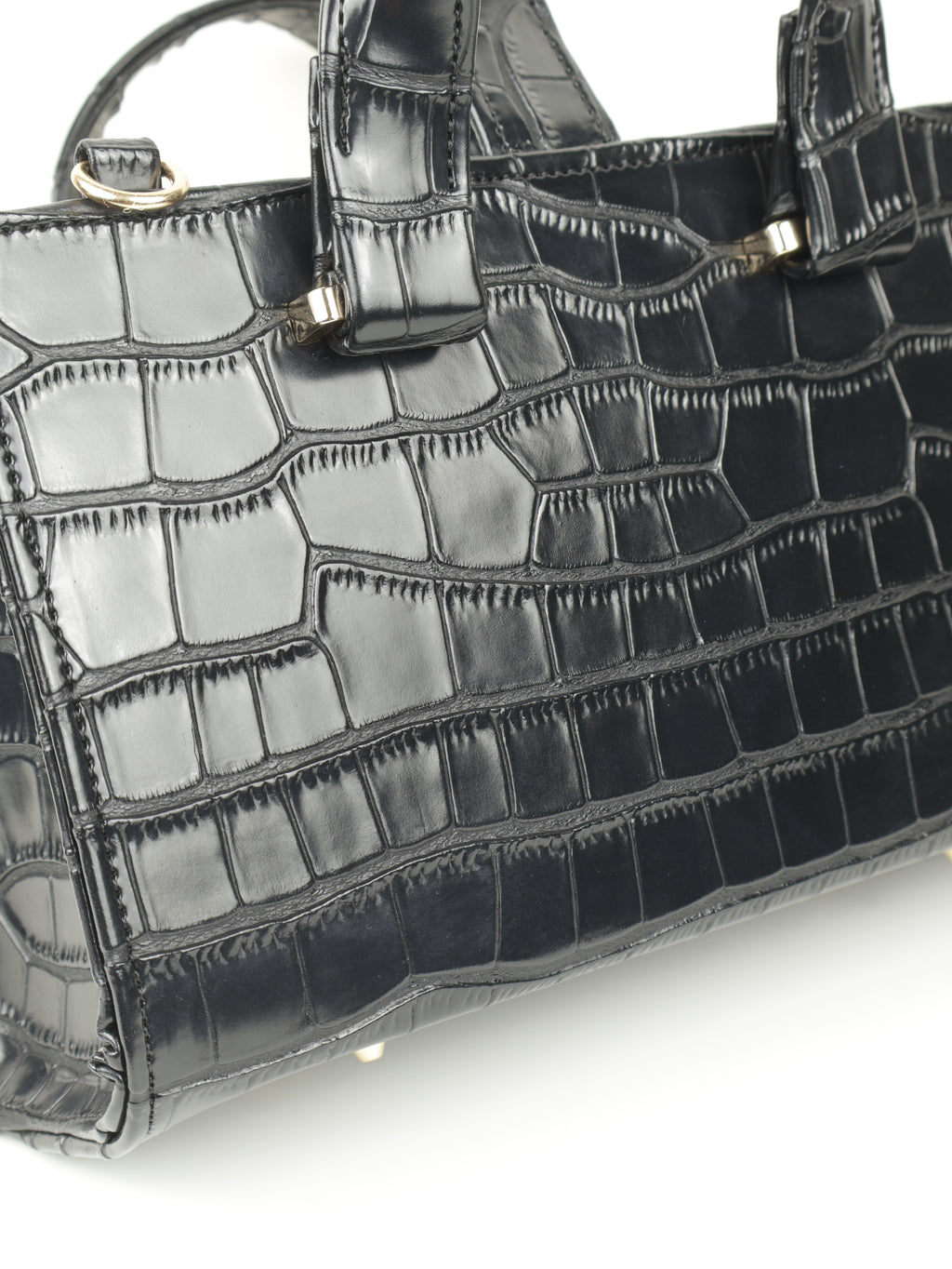 Symétri Croc-Embossed Mini Tote - Jet Black