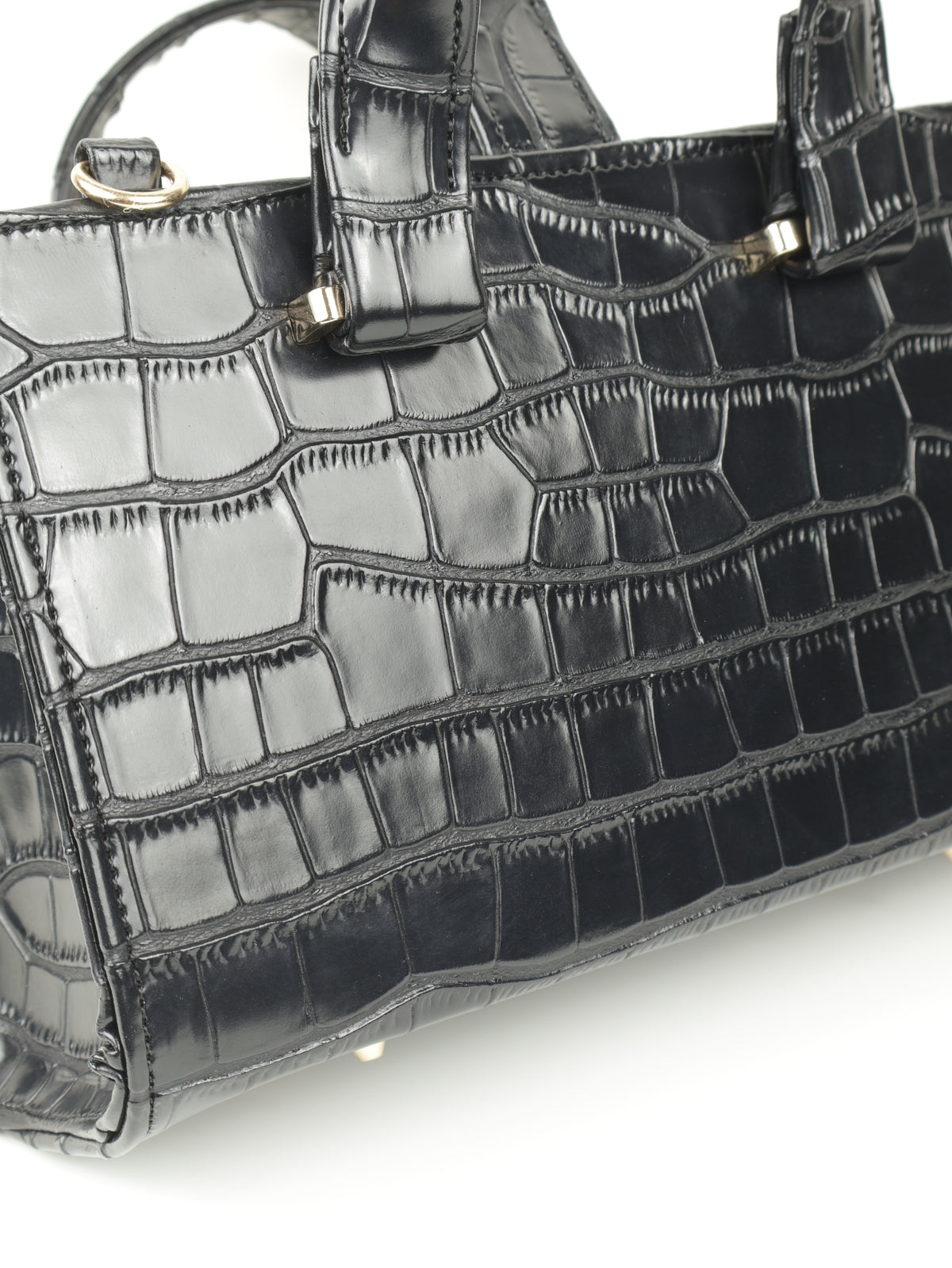Symétri Croc-Embossed Mini Tote - Jet Black