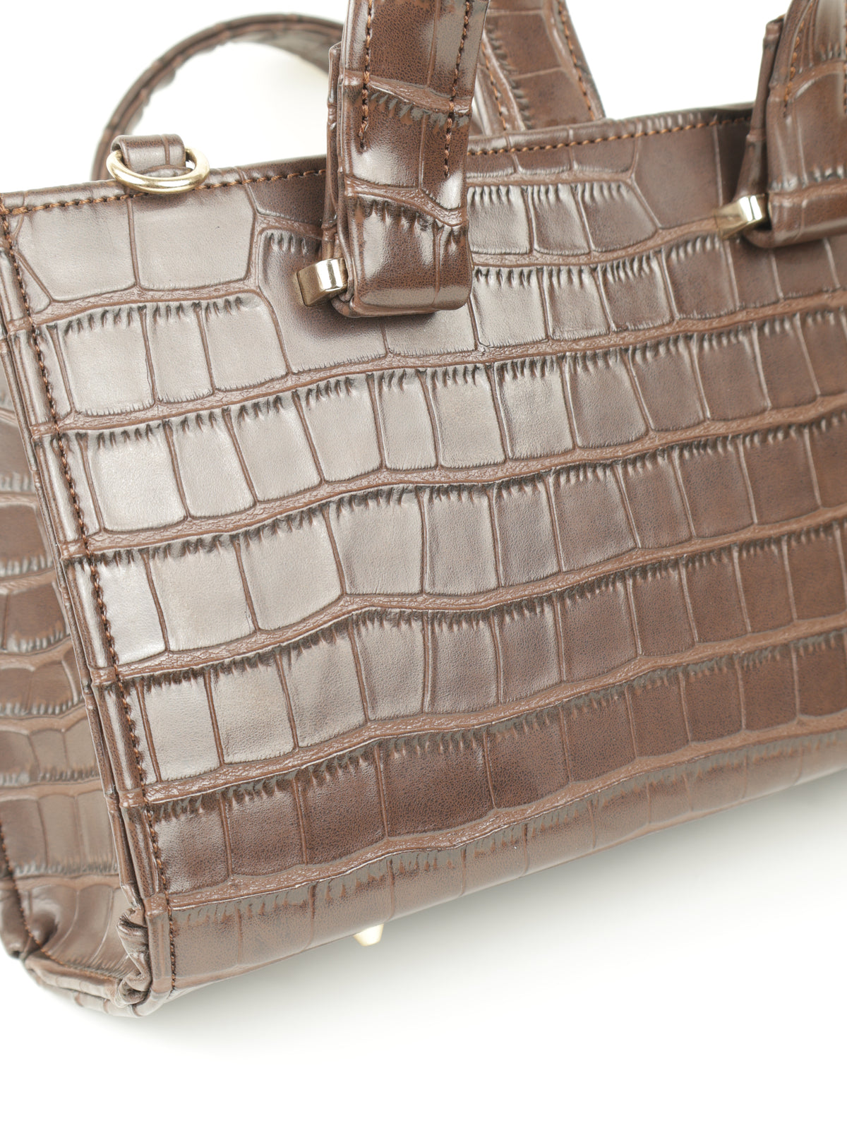 Symétri Croc-Embossed Mini Tote - Chocolate Brown