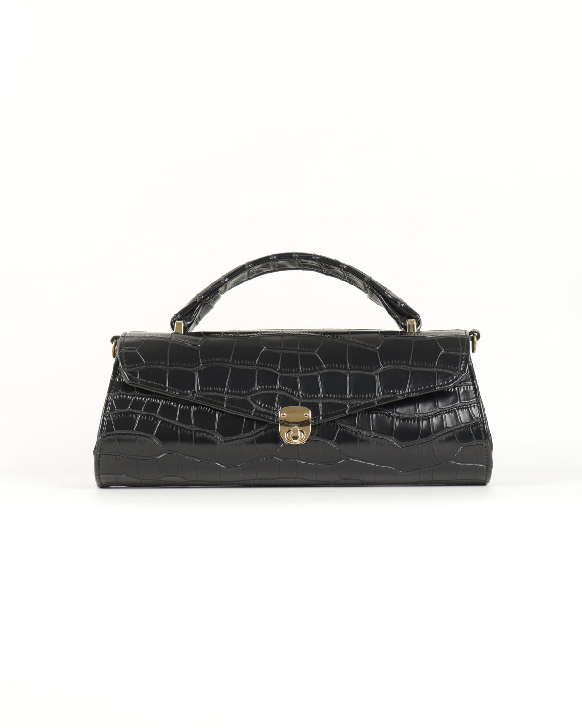 Clássique Croc-Embossed East-West - Jet Black