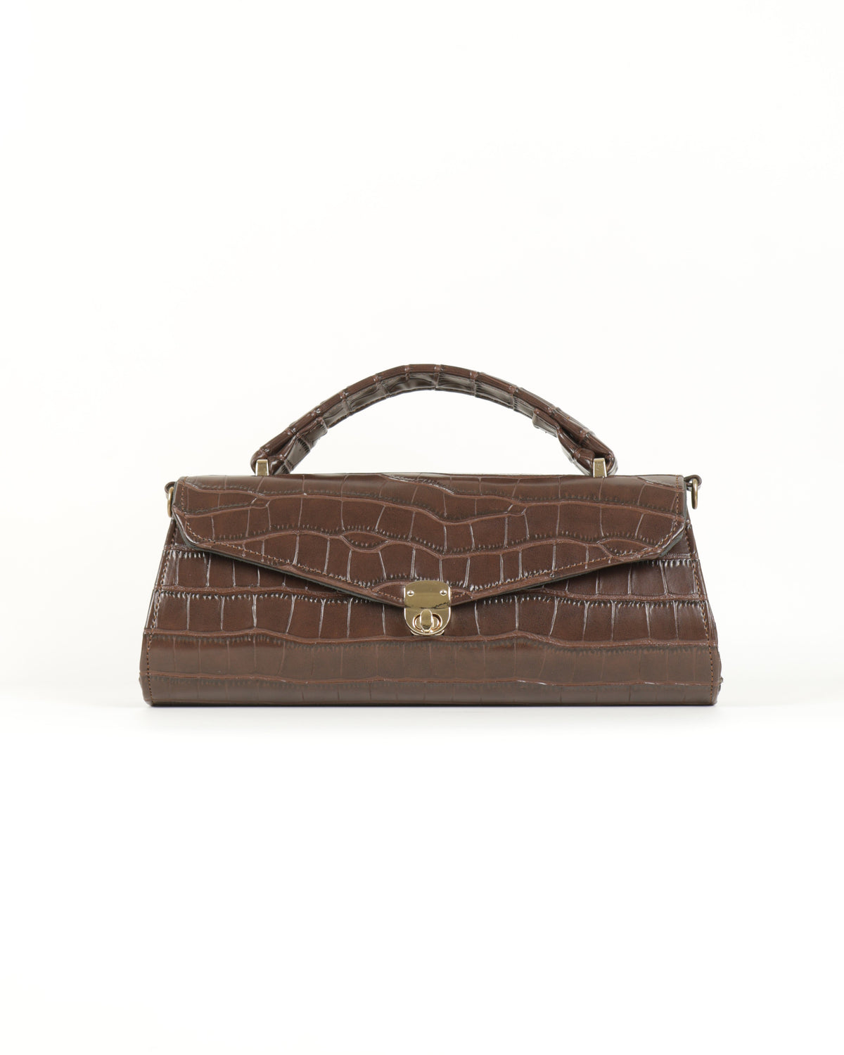 Clássique Croc-Embossed East-West - Chocolate Brown