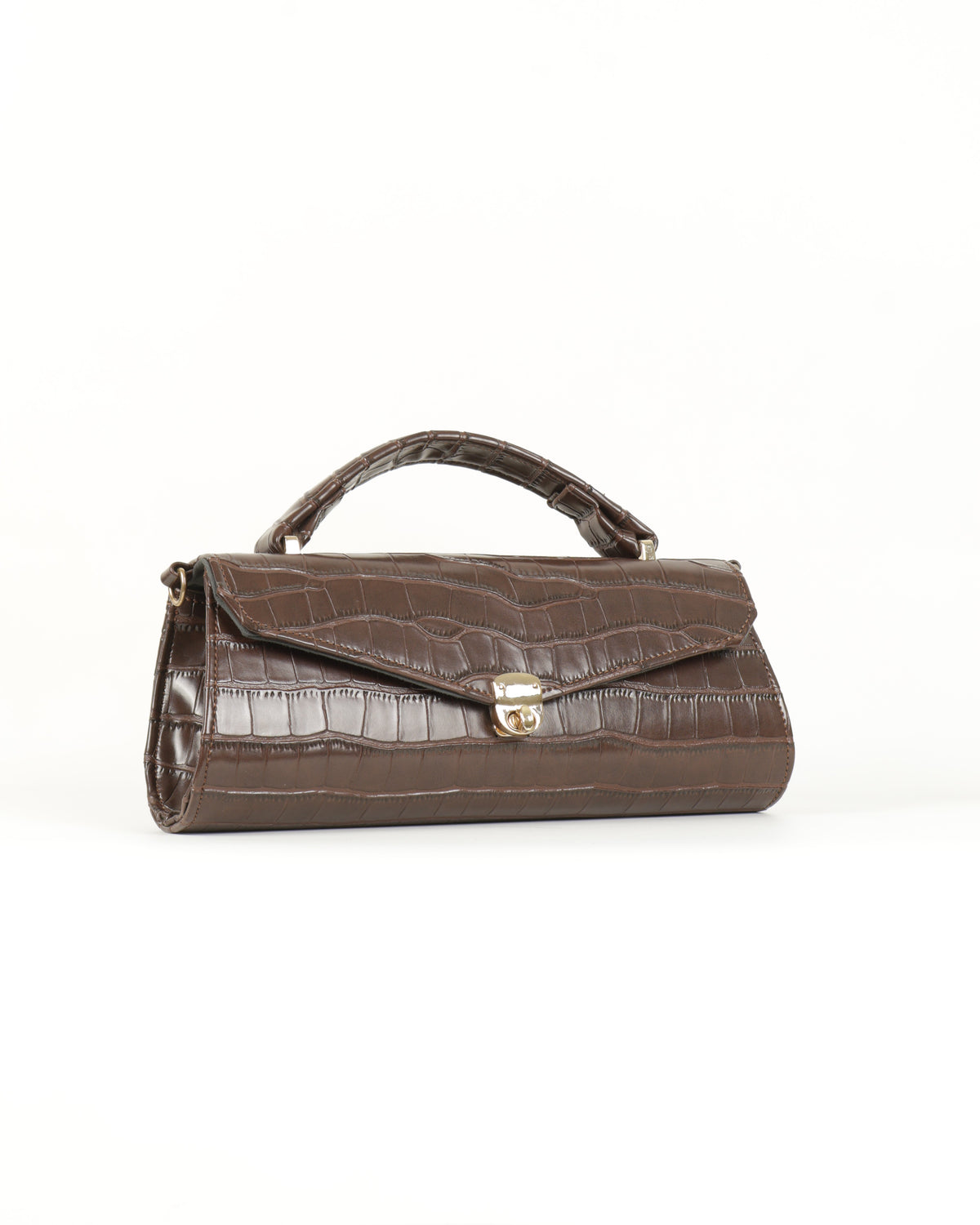 Clássique Croc-Embossed East-West - Chocolate Brown