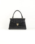 Clássique Croc-Embossed Top Handle – Jet Black