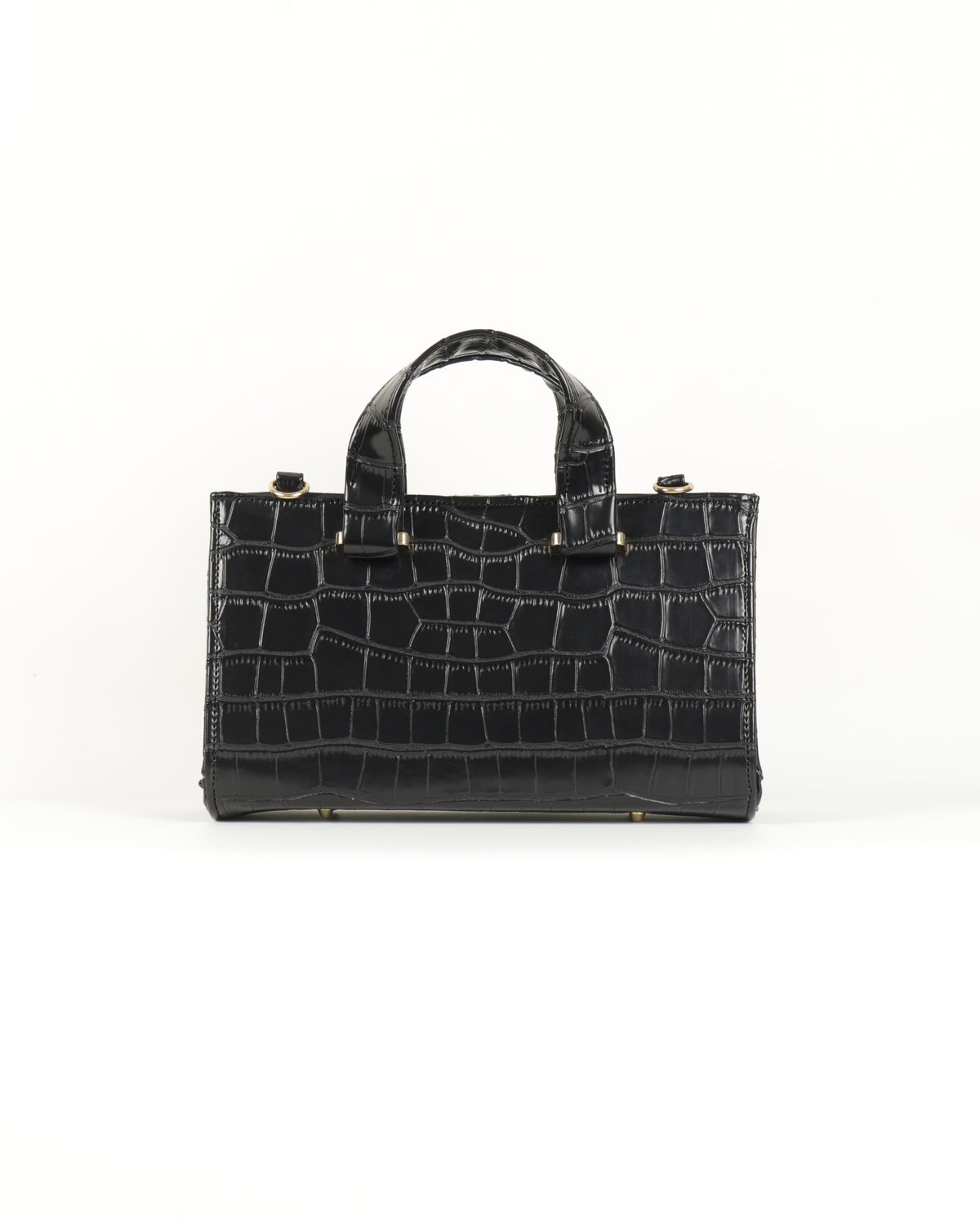 Symétri Croc-Embossed Mini Tote - Jet Black