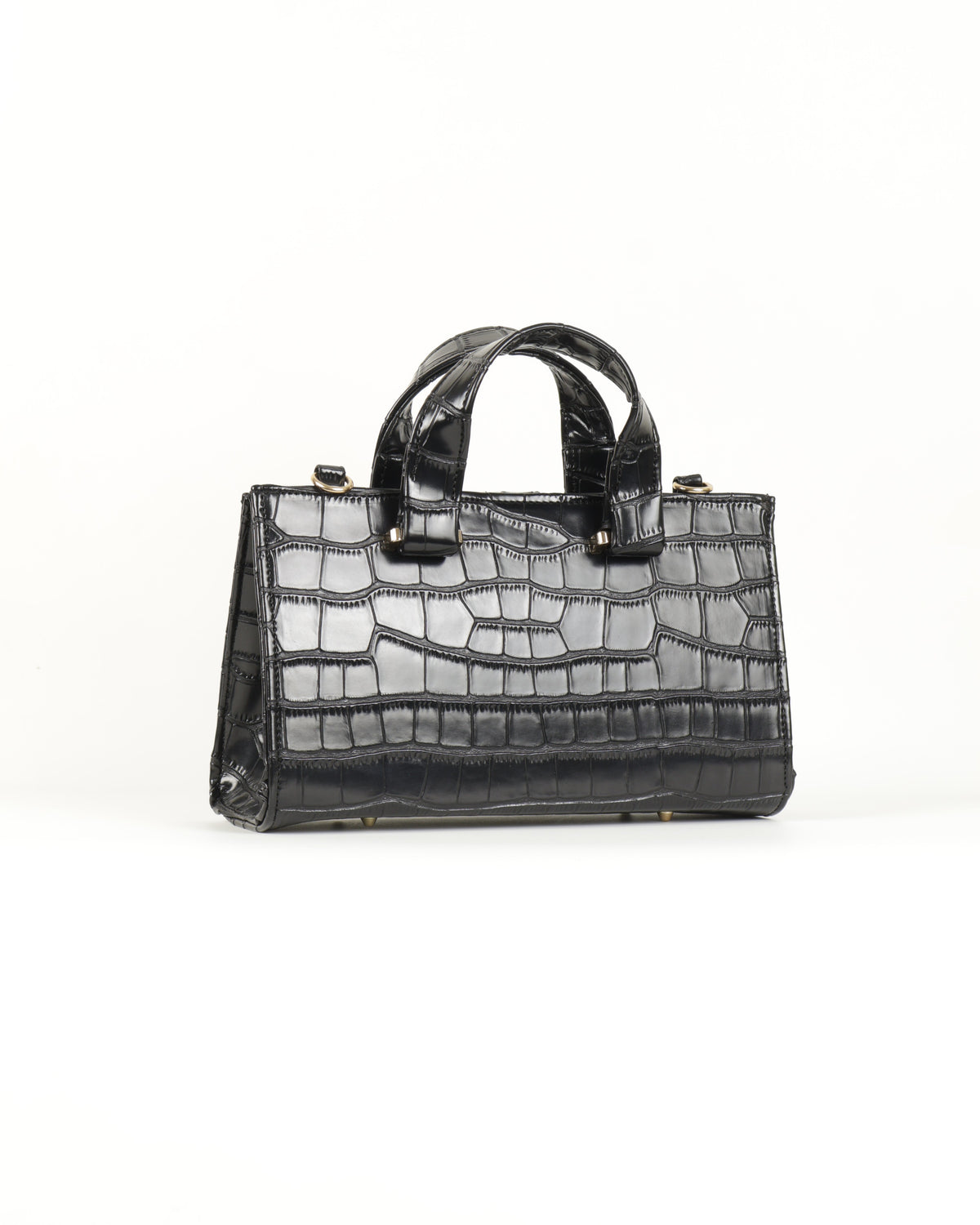 Symétri Croc-Embossed Mini Tote - Jet Black