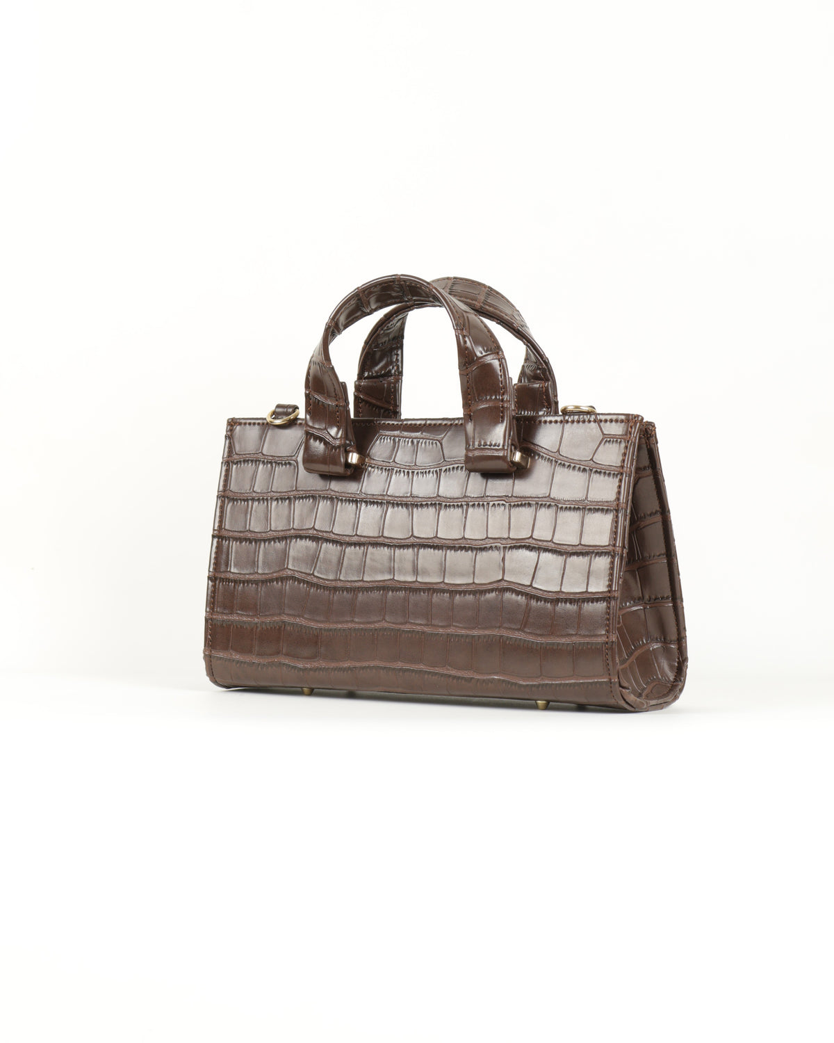 Symétri Croc-Embossed Mini Tote - Chocolate Brown