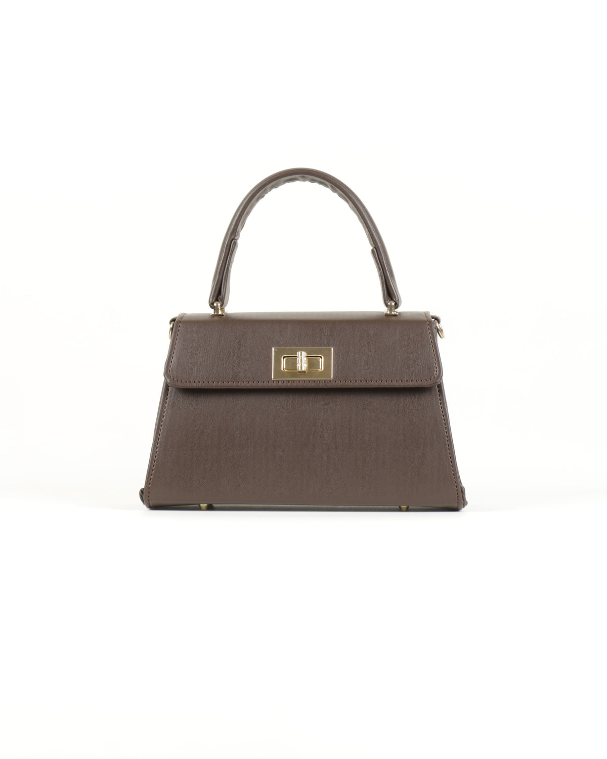 Elisé Smooth Top Handle Satchel - Coffee Brown