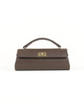 Elisé Smooth East-West Clutch - Coffee Brown
