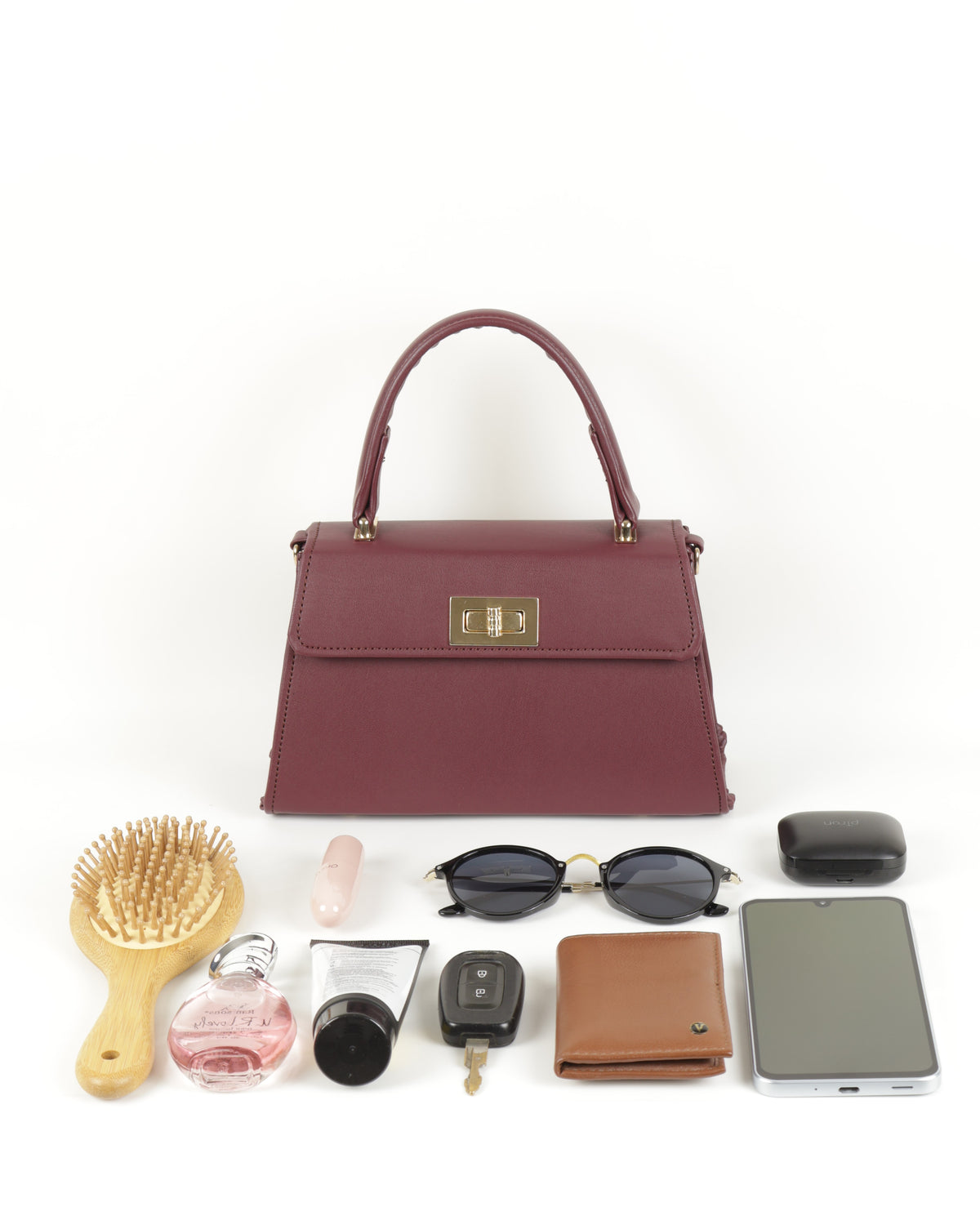Elisé Smooth Top Handle Satchel - Burgundy/Wine