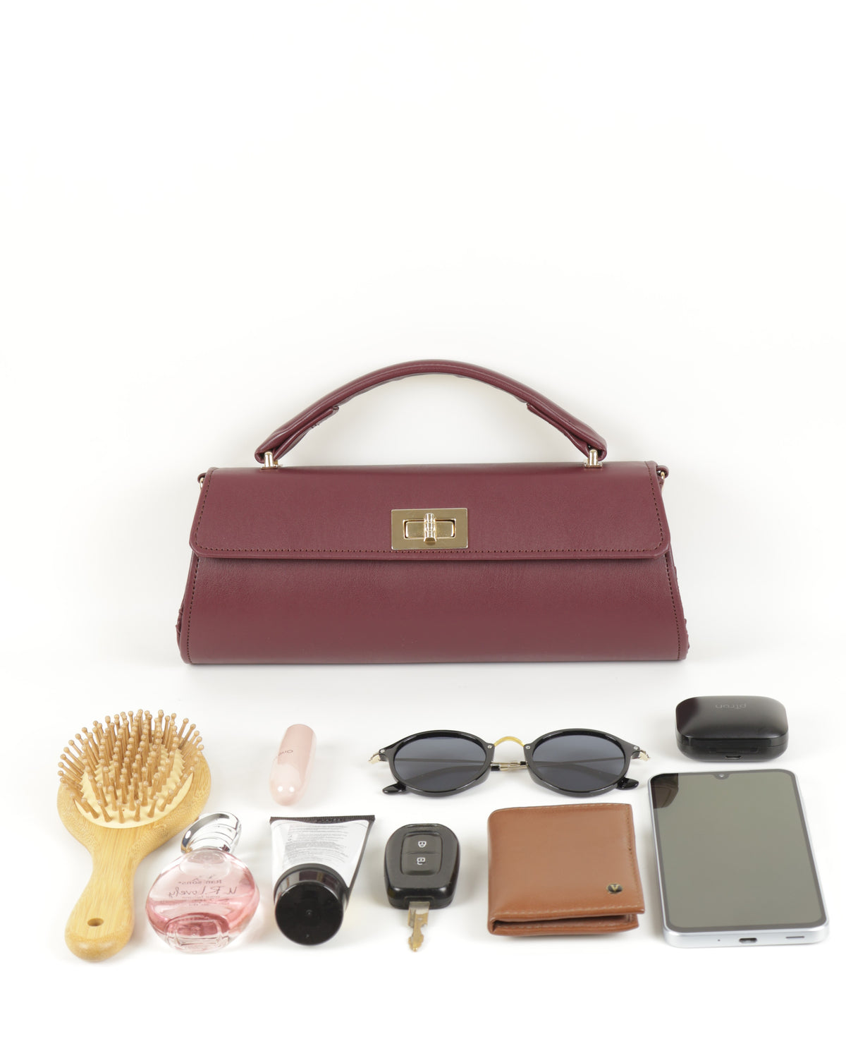 Elisé Smooth East-West Clutch - Burgundy/Wine