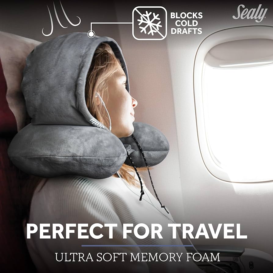 HYBRICA GO-ON Premium Travel Hoodie Neck Pillow with Memory Foam