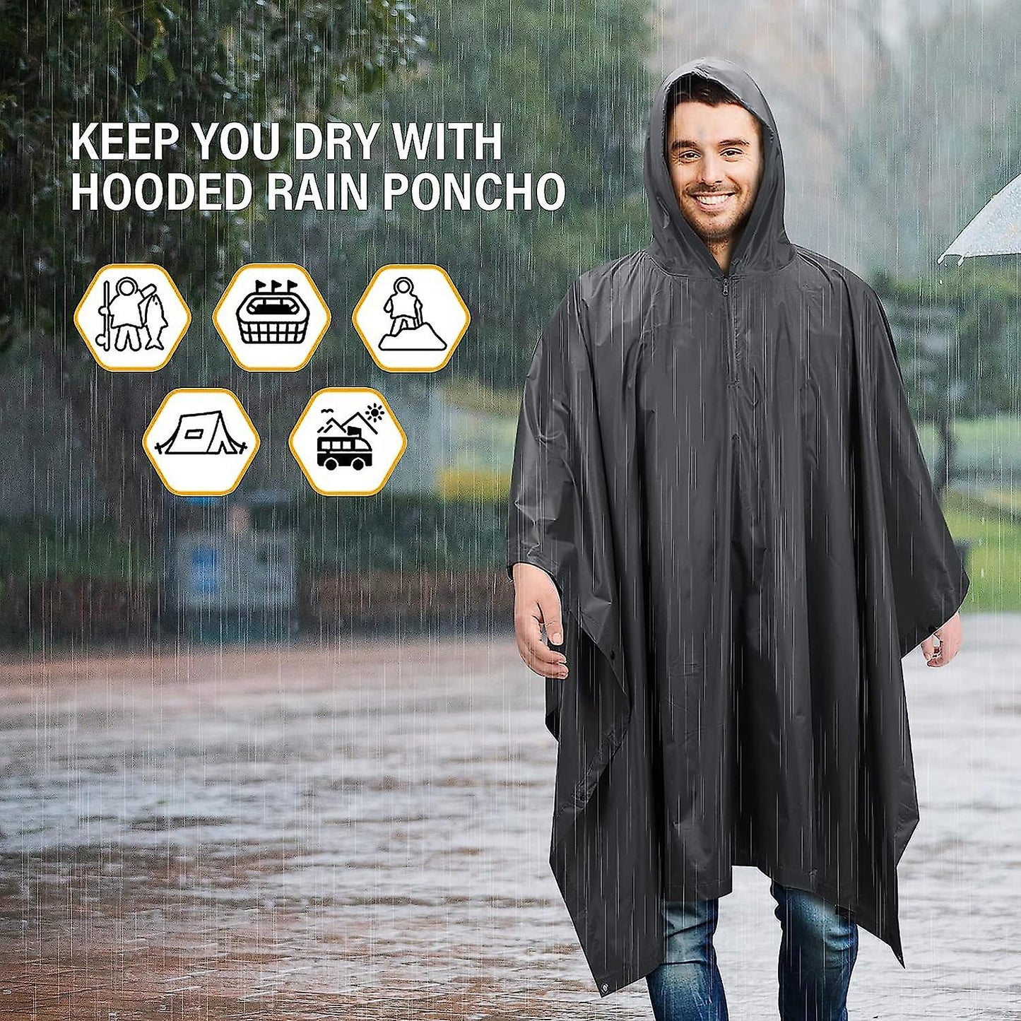 HYBRICA GO-ON Premium Travel Unisex Rain Ponchos
