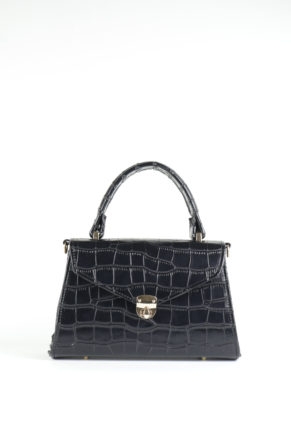 Classique Croc-Embossed Top Handle Bag – Black