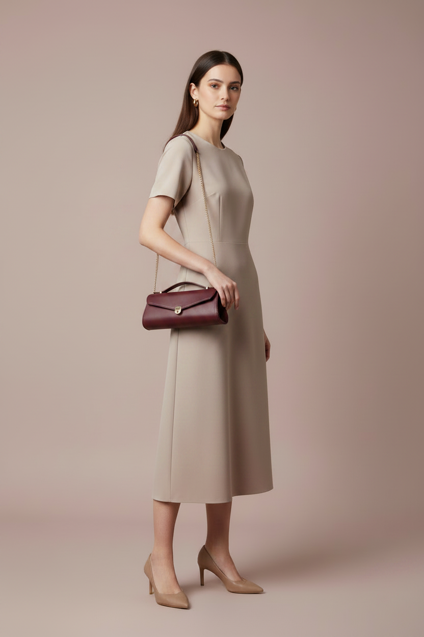 Classique Clutch Bag Burgundy – Gold Chain Crossbody Carry